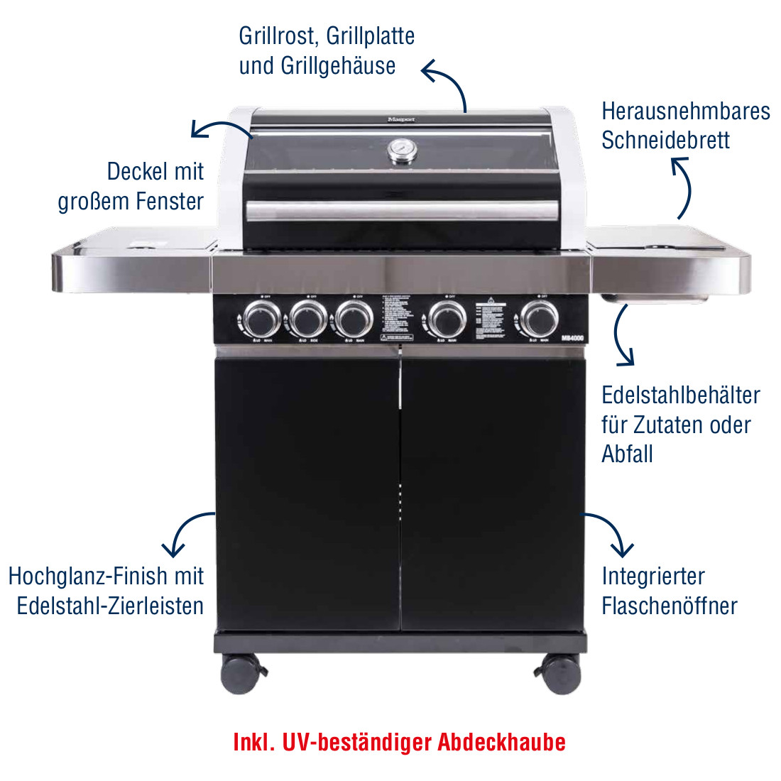 Masport MB4000 Gasgrill in Grau