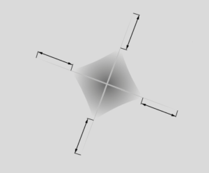 Hartmetall Bruchzähigkeit - Die Palmqvist-Methode benutzt die Eckrißlänge eines VickershärteEindruckes zur Bestimmung der Bruchzähigkeit The Palmqvist method uses the length of the corner crack of a Vickers hardness indentation to determine the toughness.