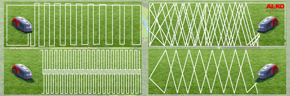 Jedes Rasenroboter Fabrika hat seine Eigenheiten es gibt verschiedene Maeharten